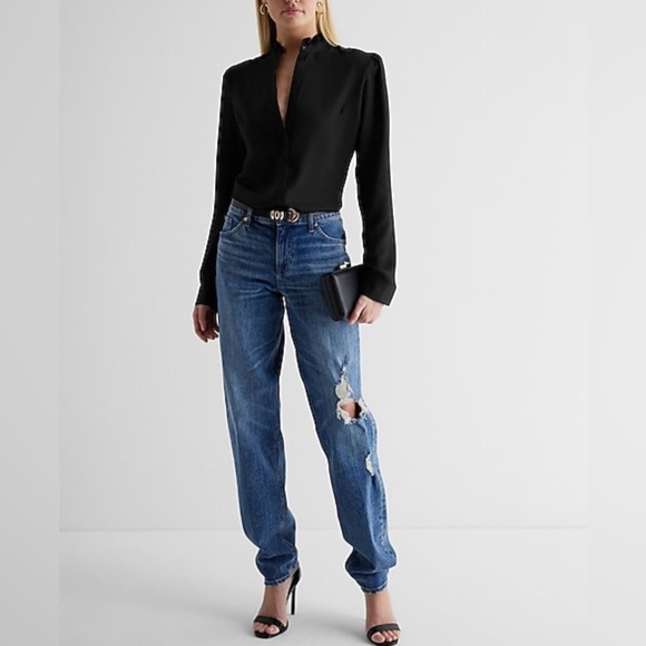 Express Tops - Express black ruffled long sleeved classic and sexy top